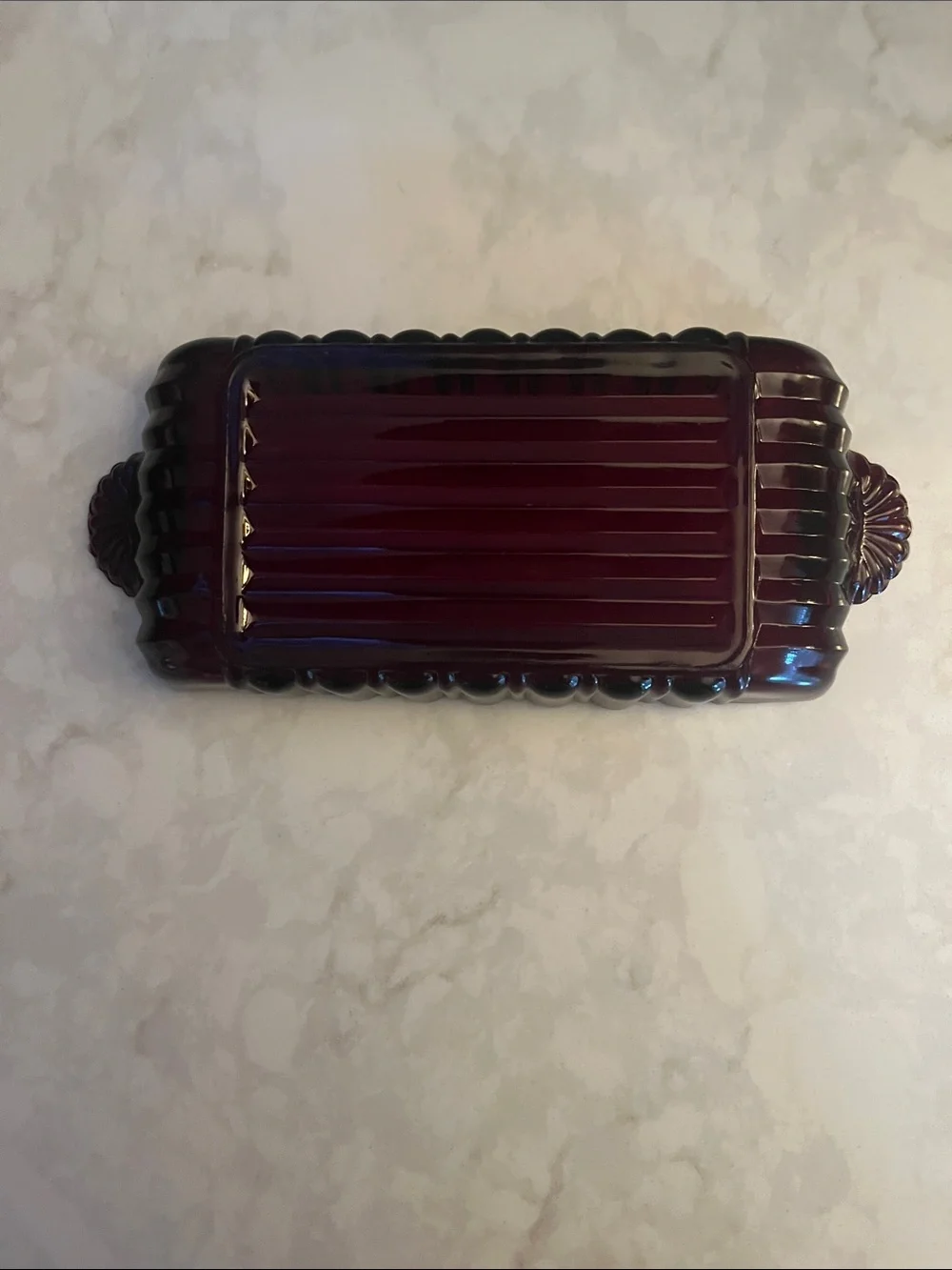 Vintage Anchor Hocking Royal Ruby butter Relish Dish, Goth/Dark Academia